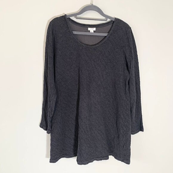 J. Jill Tops - Pure Jill J. Jill Gray Textured Cotton Long Sleeve‎ Tunic Top Medium Petite MP